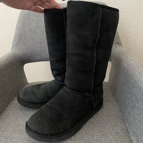 Ugg Australia 5815 Sheepskin Classic Tall Black Womens Boots Size 7 SB09 - Picture 2 of 7